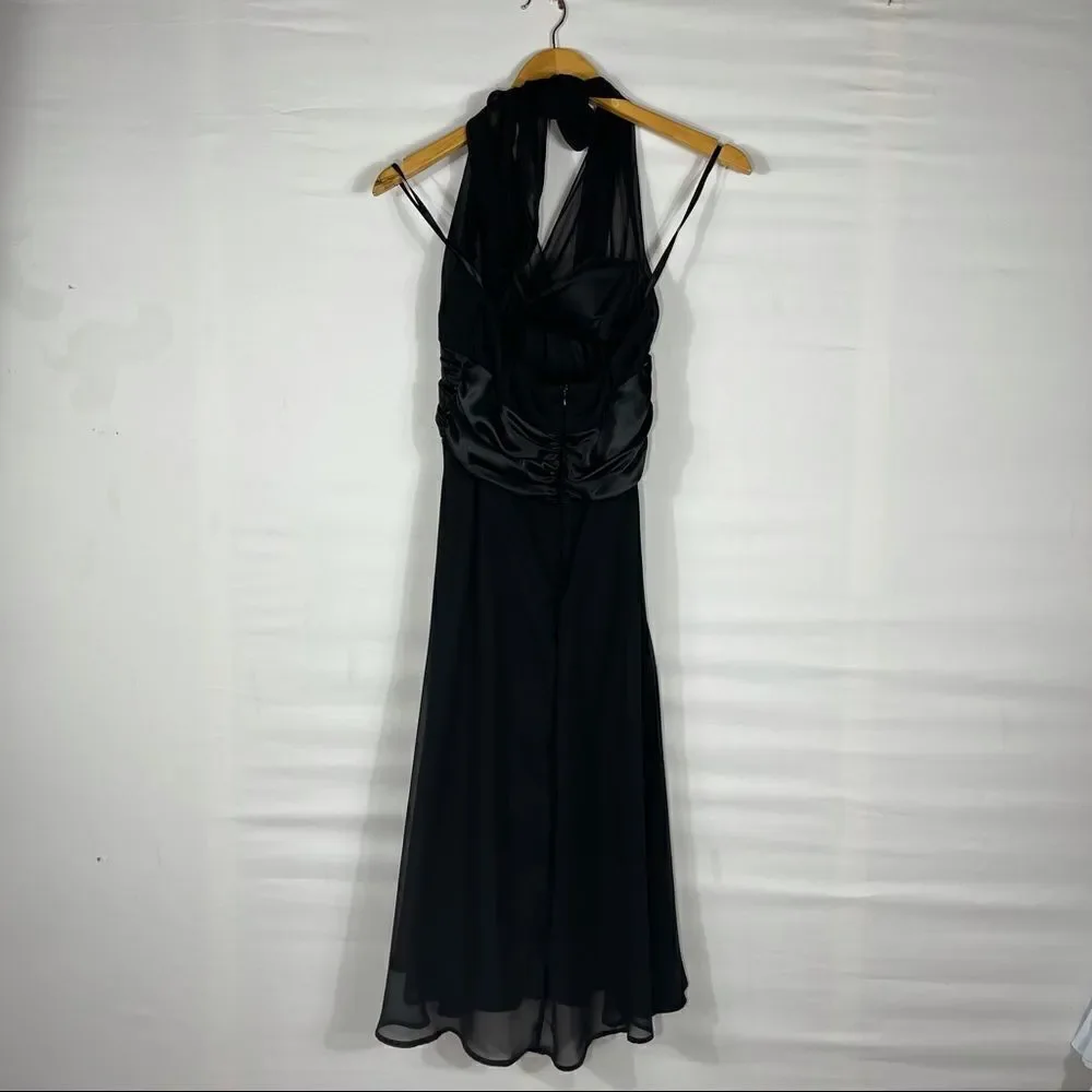 Connect A-Line Halter Black Short Chiffon Dress